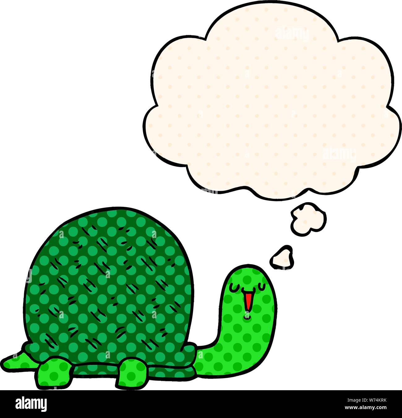 cute cartoon turtle with thought bubble in comic book style Stock Vector