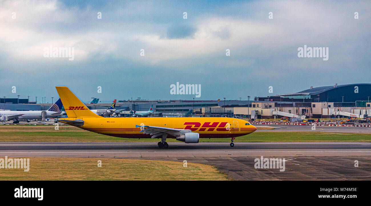 DHL at Heathrow Stock Photo
