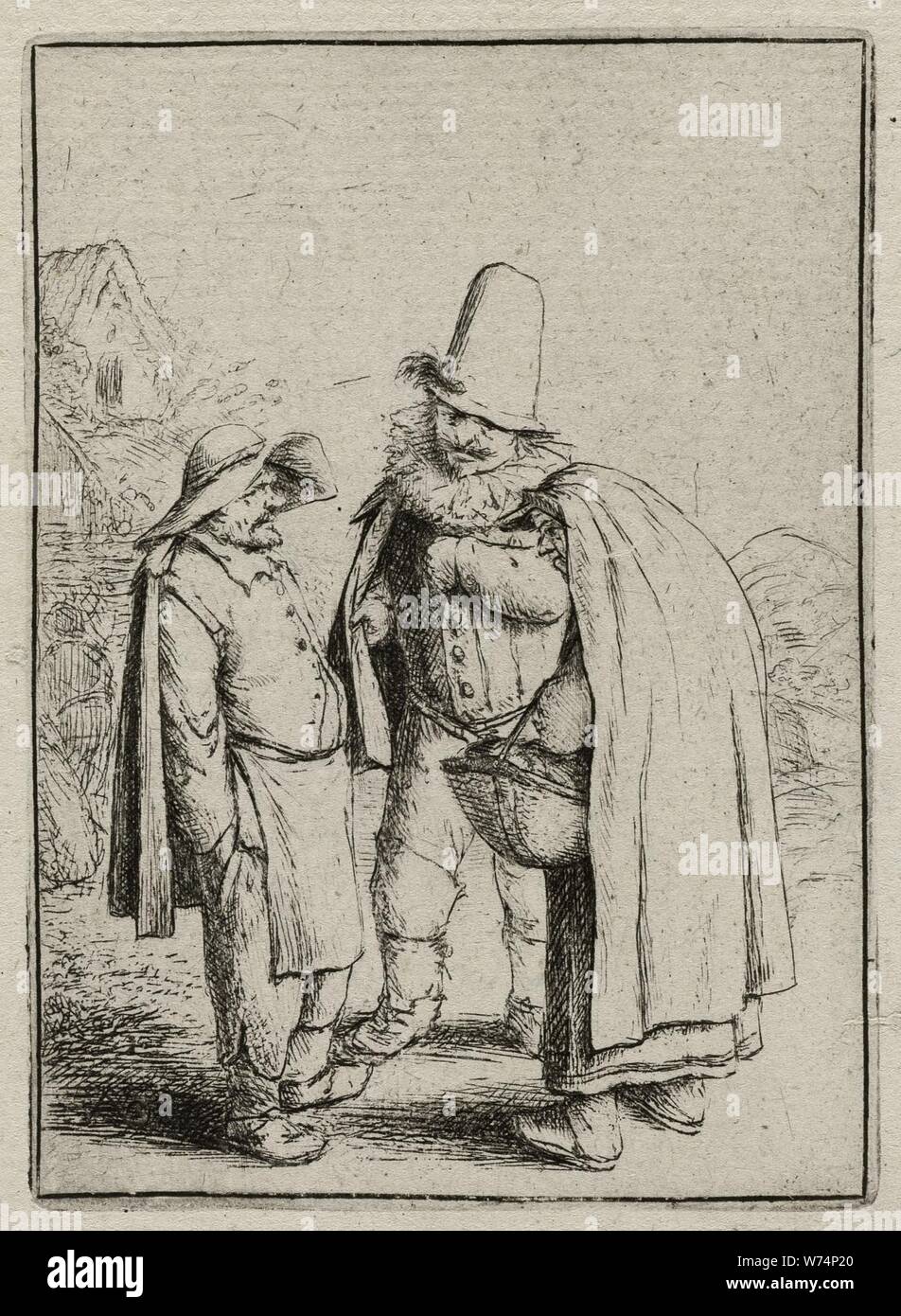 Kwakzalver en een boer en boerin Drie groteske figuren Although the old  title describes, the figures such as three grotesque, can, on the basis of  the clothes are nevertheless made a different, image size:952x1390