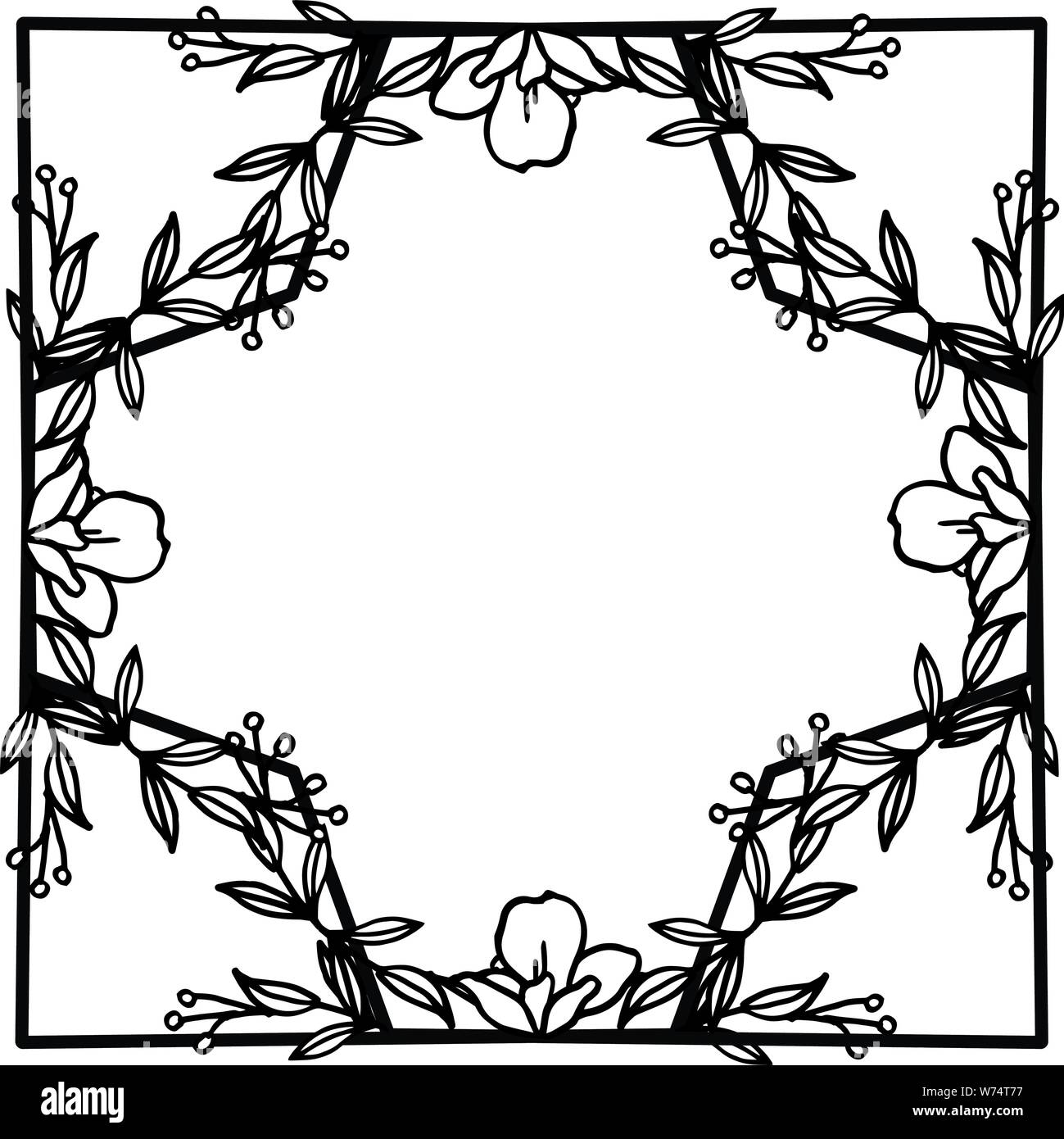 Design flower frame, in black and white colors, for greeting card or ...