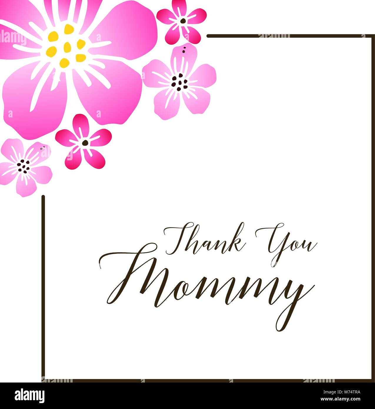 Lettering Thank You Mommy On Pink Floral Frame Background Vector Illustration Stock Vector Image Art Alamy