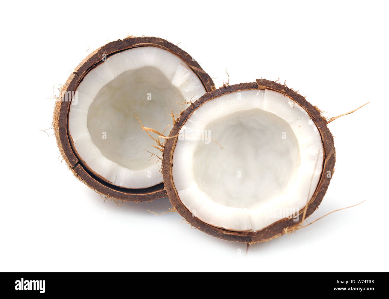 chopped coconut on white Stock Photo