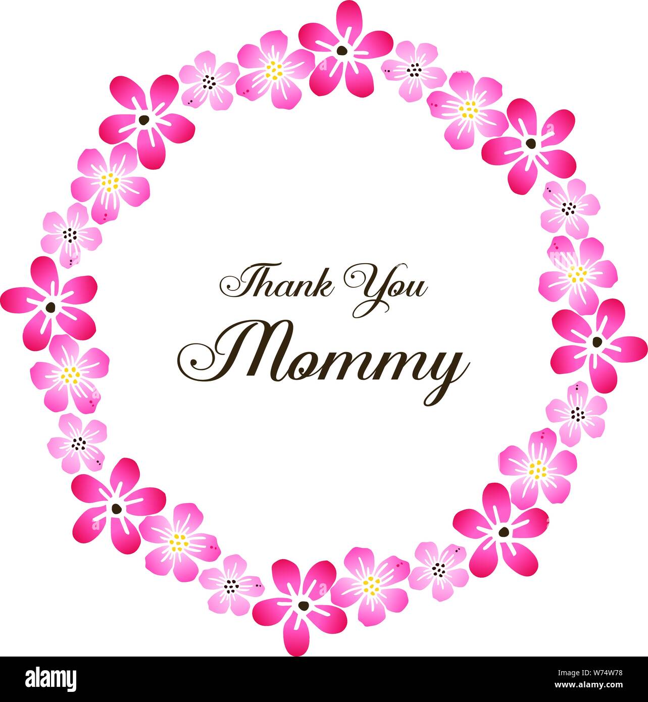 Theme Design Thank You Mommy With Art Of Pink Bouqet Frame Vector Illustration Stock Vector Image Art Alamy