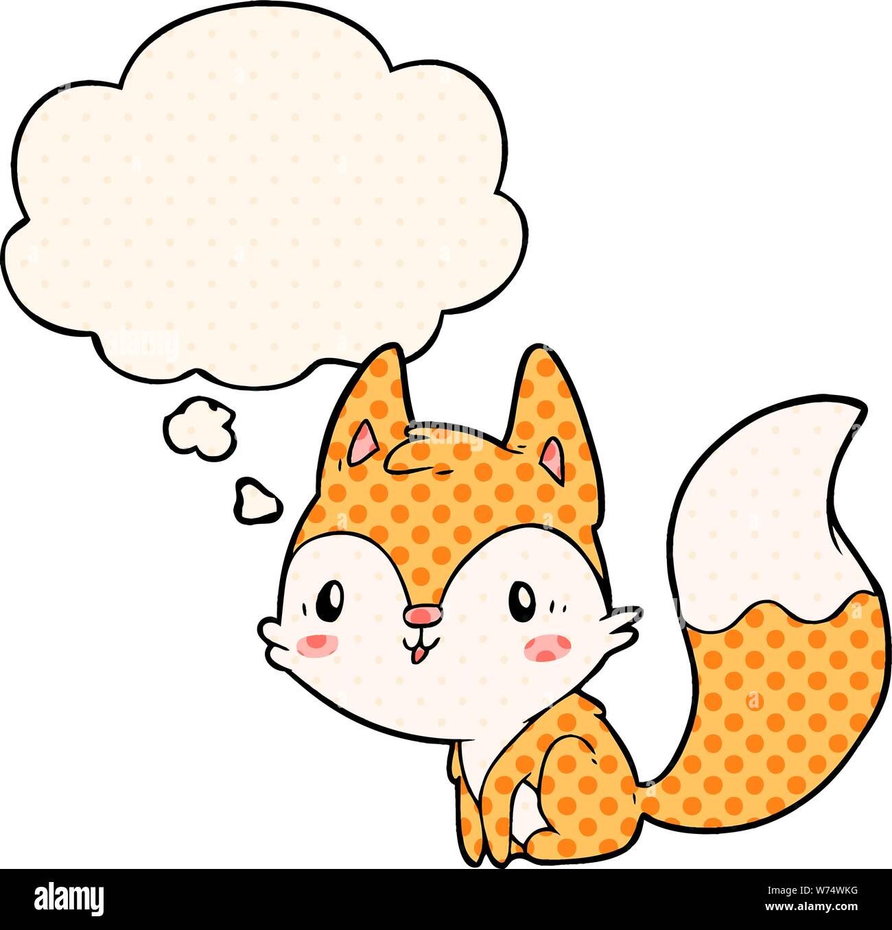 cartoon fox with thought bubble in comic book style Stock Vector