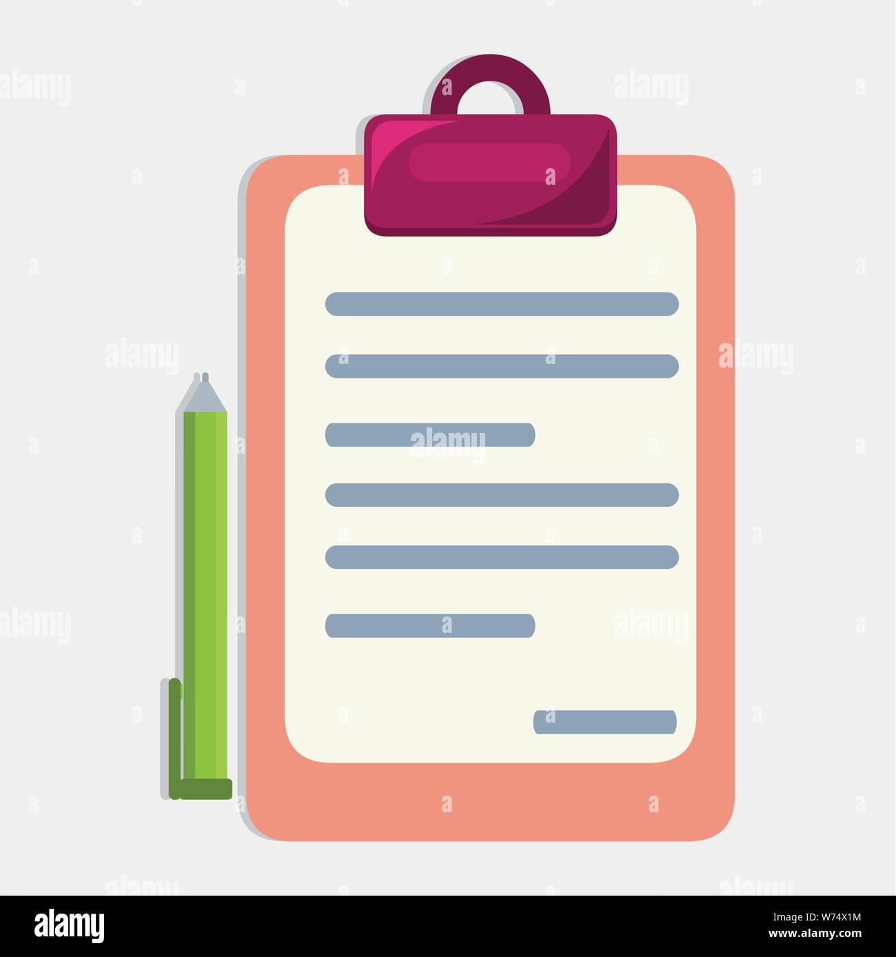 clipboard with document and pen vector illustration Stock Vector