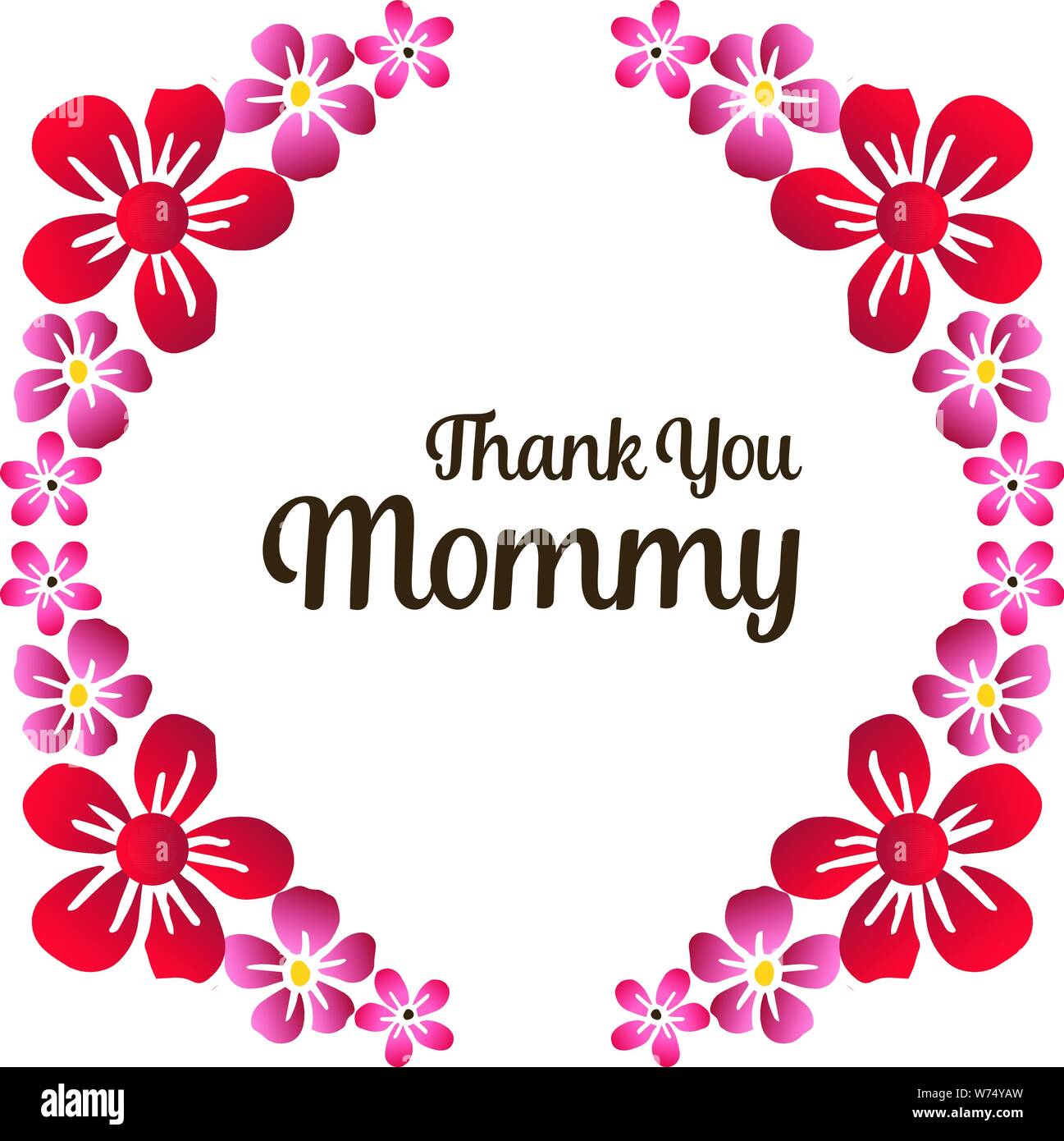 Card thank you mommy, decorative frame with pattern flower. Vector ...