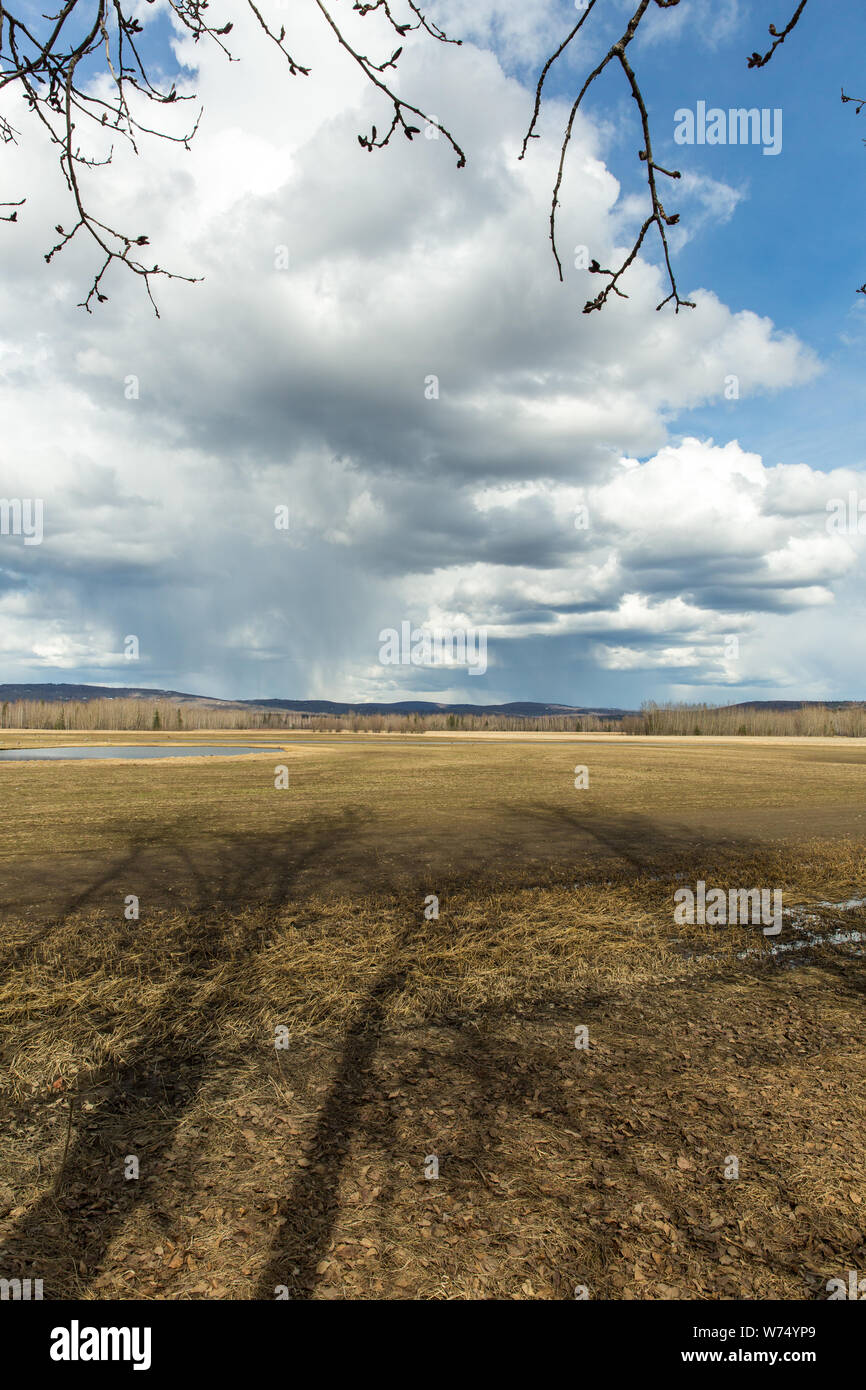 Cloud Formation over Creamer's Field in Alaska Stock Photo Alamy