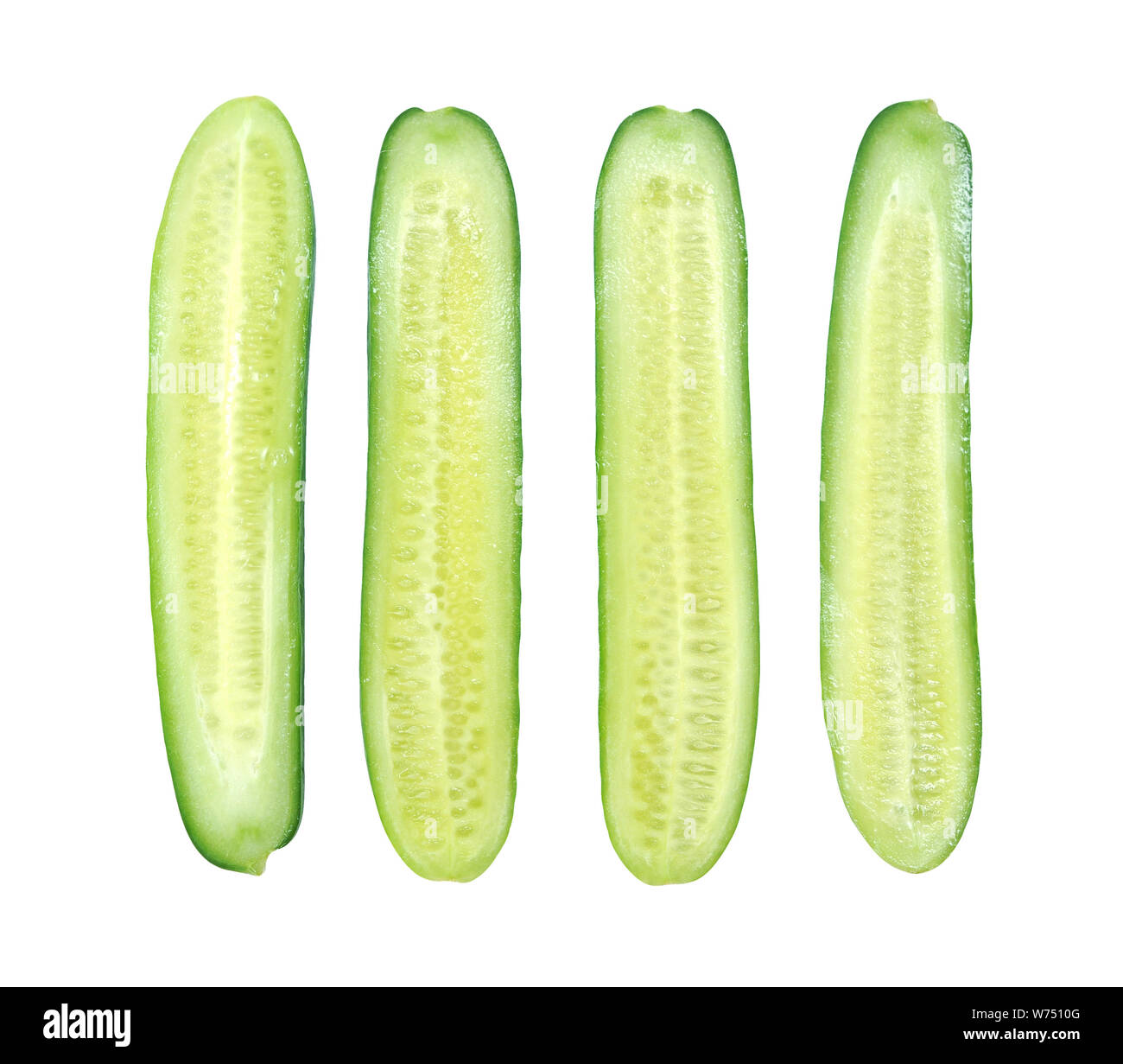 sliced cucumber isolate on white background Stock Photo