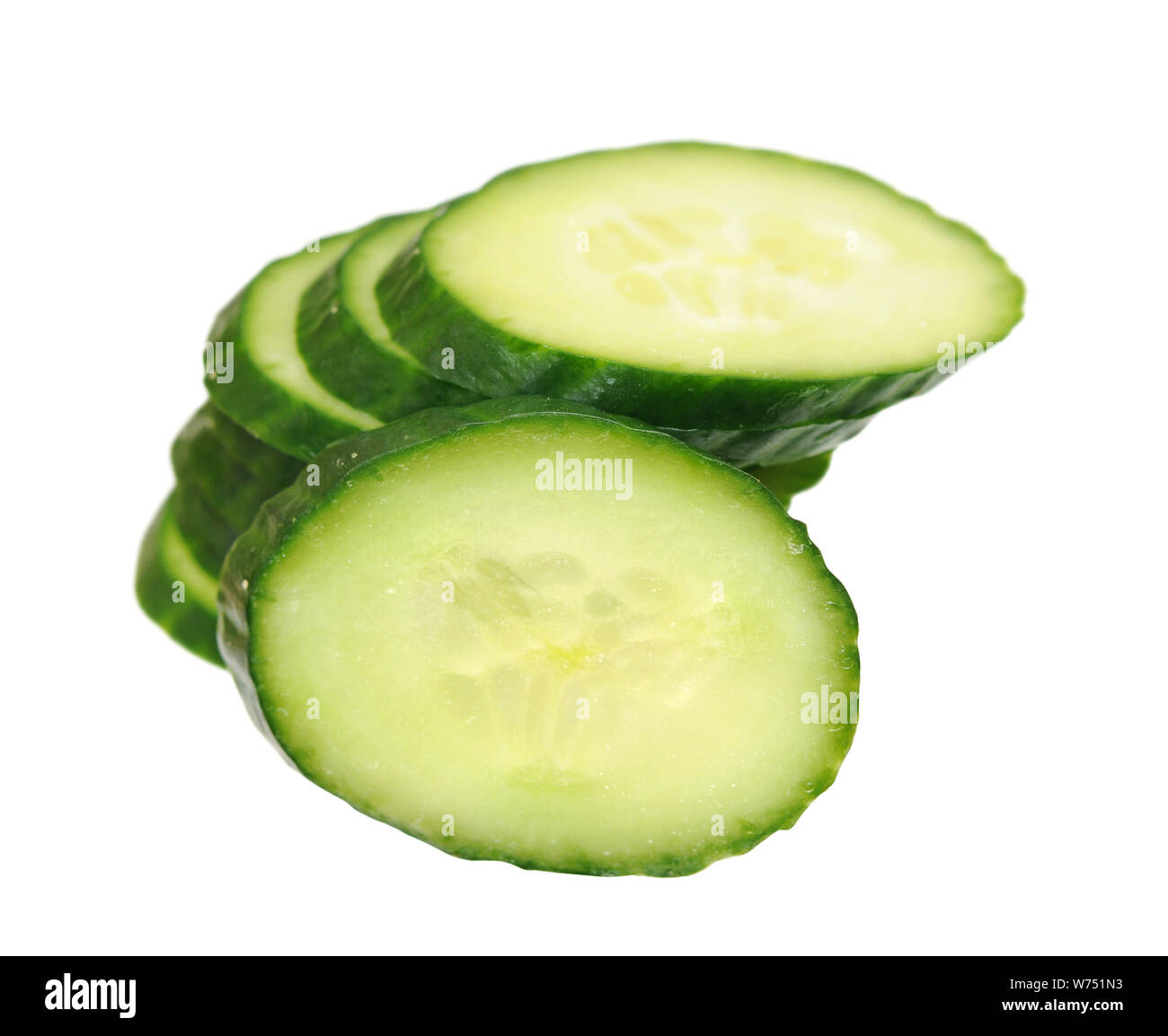 sliced cucumber isolate on white background Stock Photo