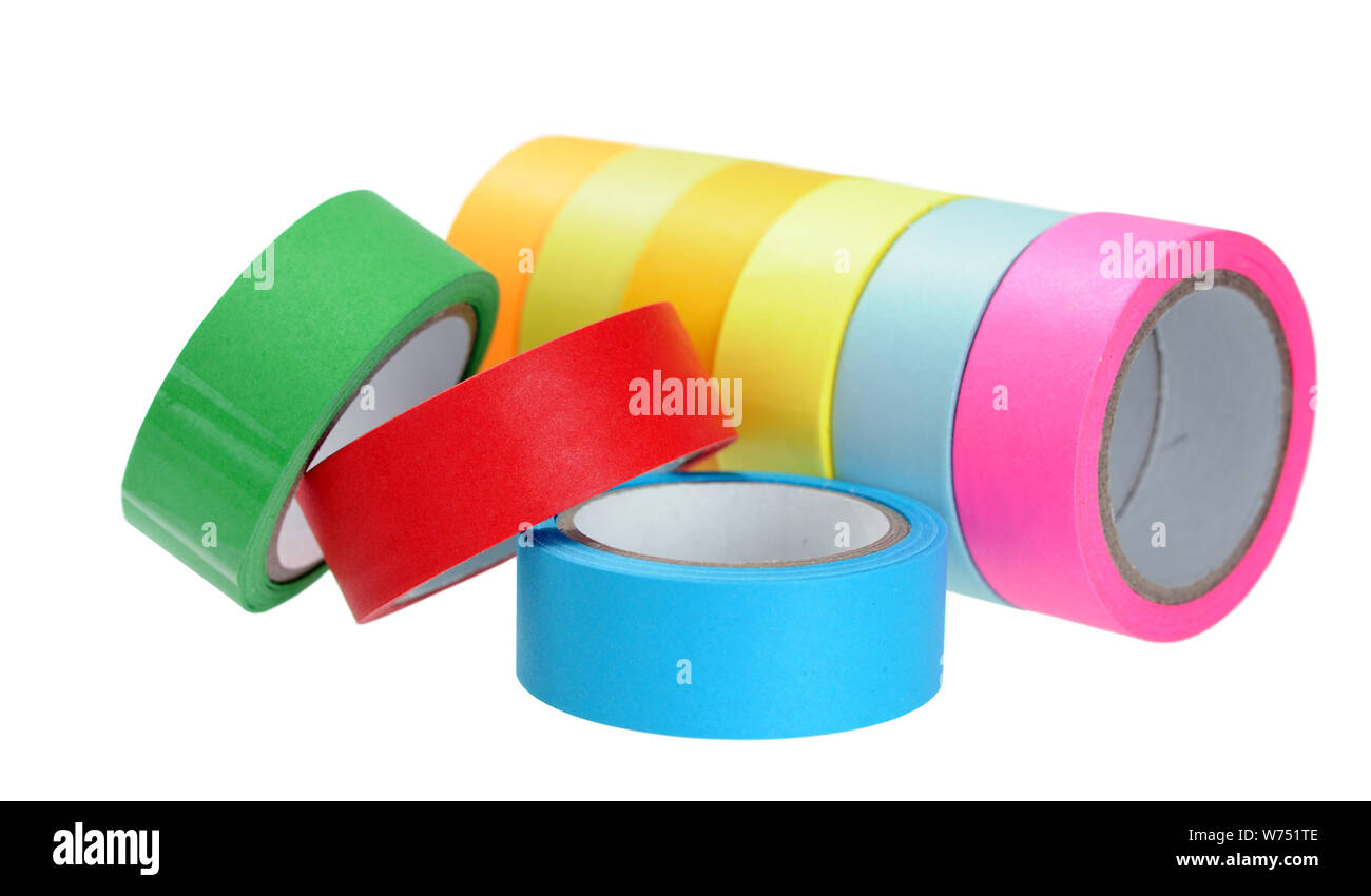 colorful tape roll isolated on white background Stock Photo - Alamy
