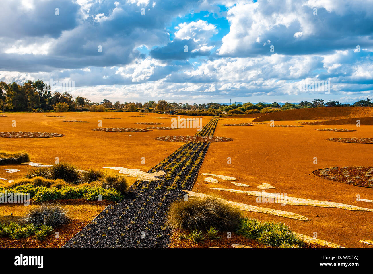 Arid Garden at the Cranbourne Botanic Garden on bright sunny day Stock