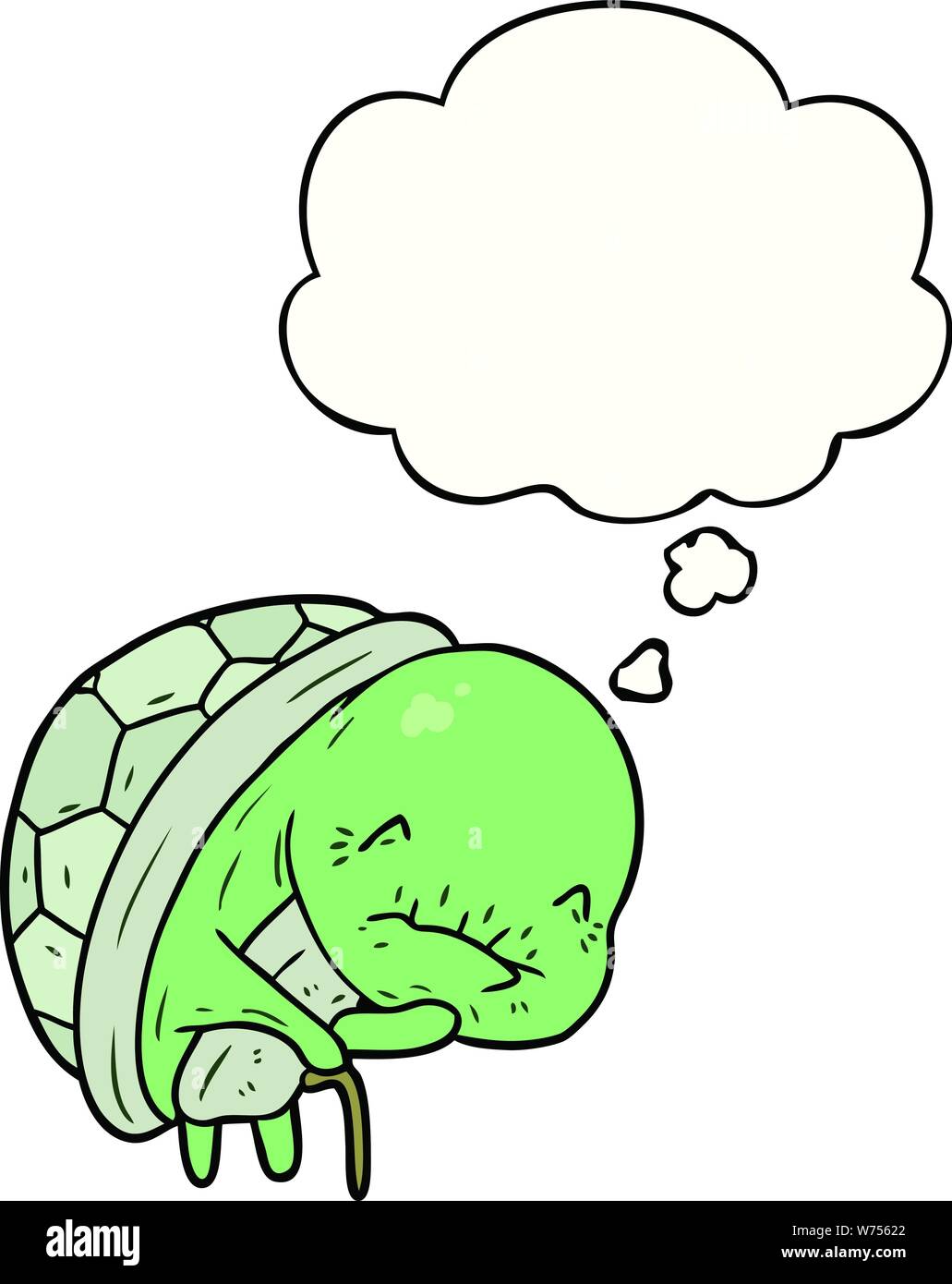 cute cartoon old turtle with thought bubble Stock Vector