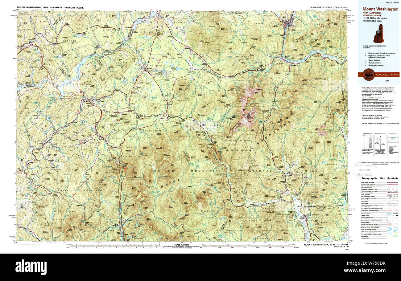 New hampshire mount washington map hi-res stock photography and images ...