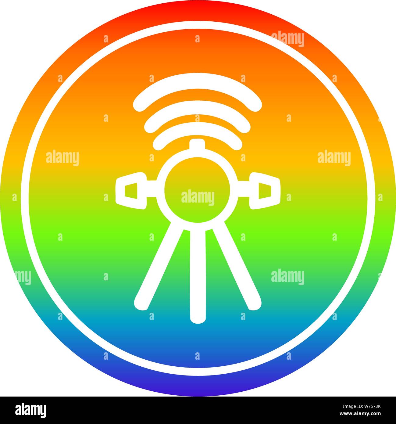 communications satellite circular icon with rainbow gradient finish ...