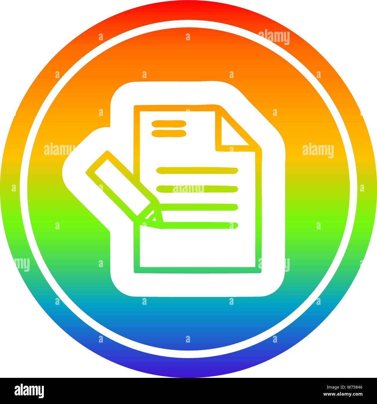 writing document circular icon with rainbow gradient finish Stock ...