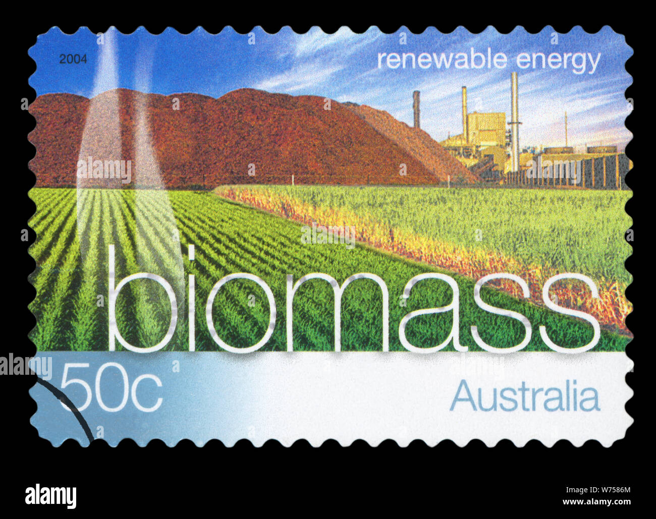 AUSTRALIA - CIRCA 2004: A stamp printed in Australia shows biomass as part of renewable energy, circa 2004 Stock Photo