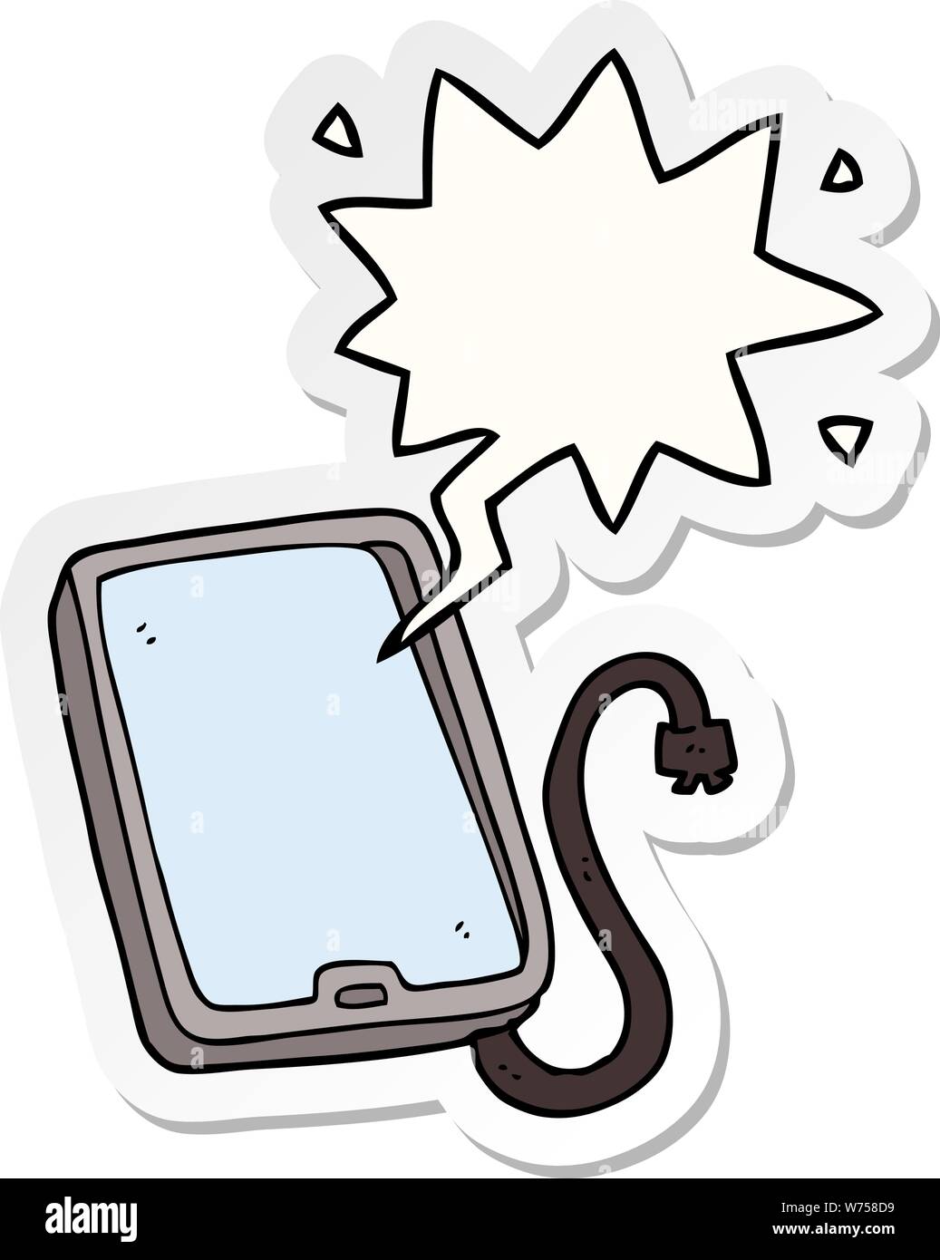 cartoon computer tablet with speech bubble sticker Stock Vector Image ...