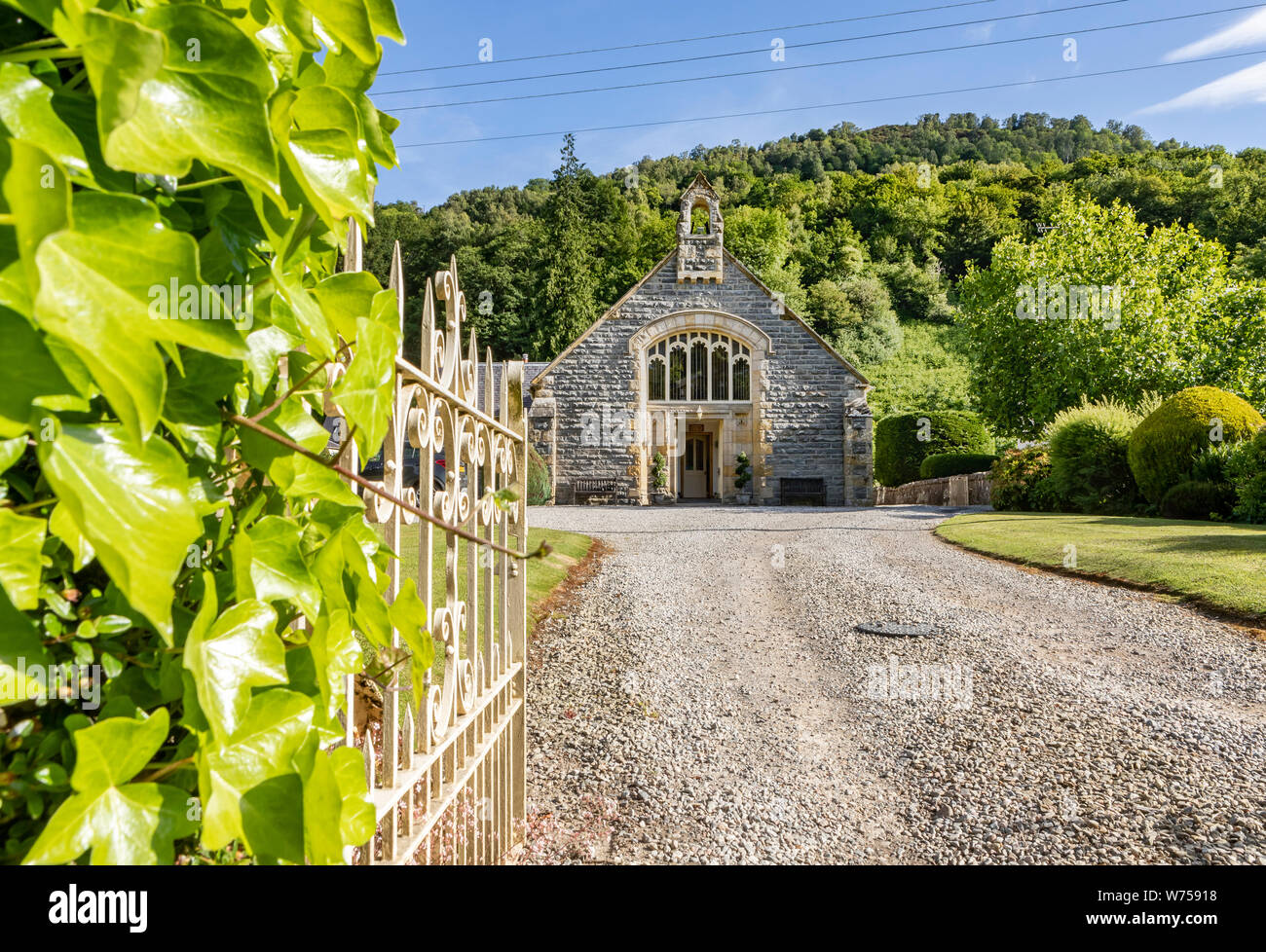 bed and breakfast house in an old church in Drumnadrochit, Scotland Stock Photo
