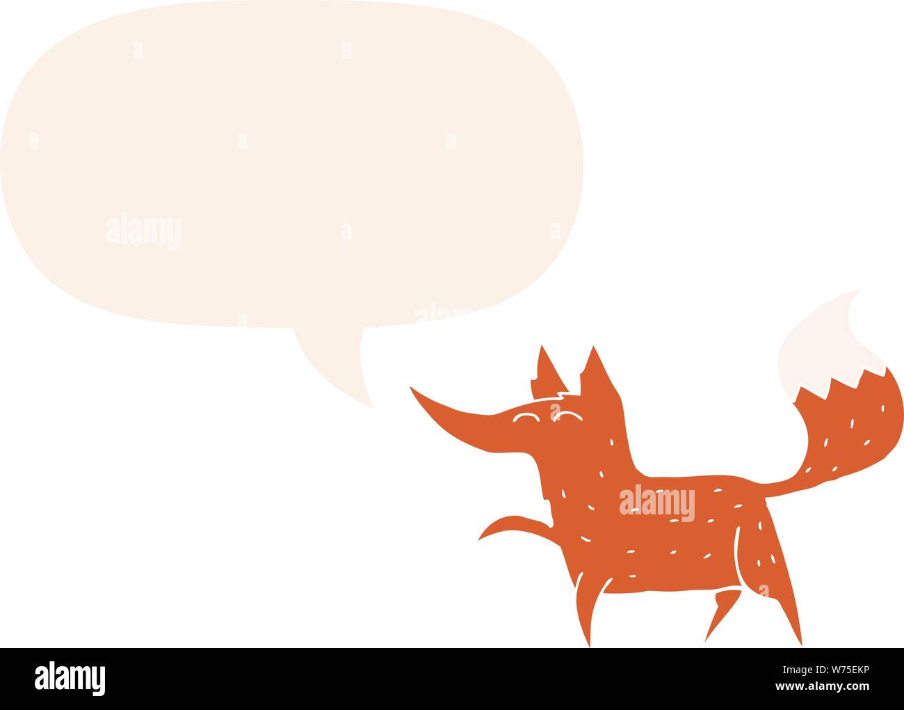 cartoon fox with speech bubble in retro style Stock Vector