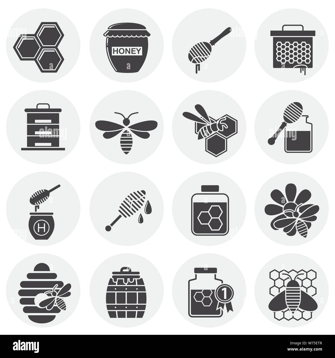 Beekeeping related icons set on background for graphic and web design ...