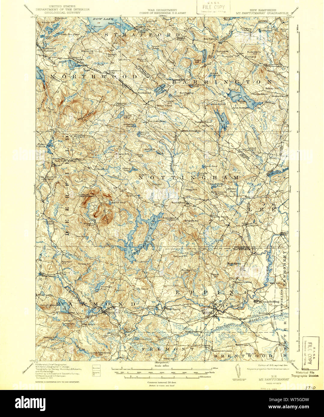 USGS TOPO Map New Hampshire NH Mt Pawtuckaway 330229 1919 62500 ...