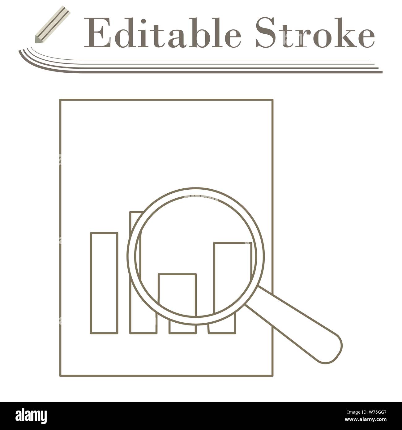 Magnificent Glass On Paper With Chart Icon. Editable Stroke Simple ...
