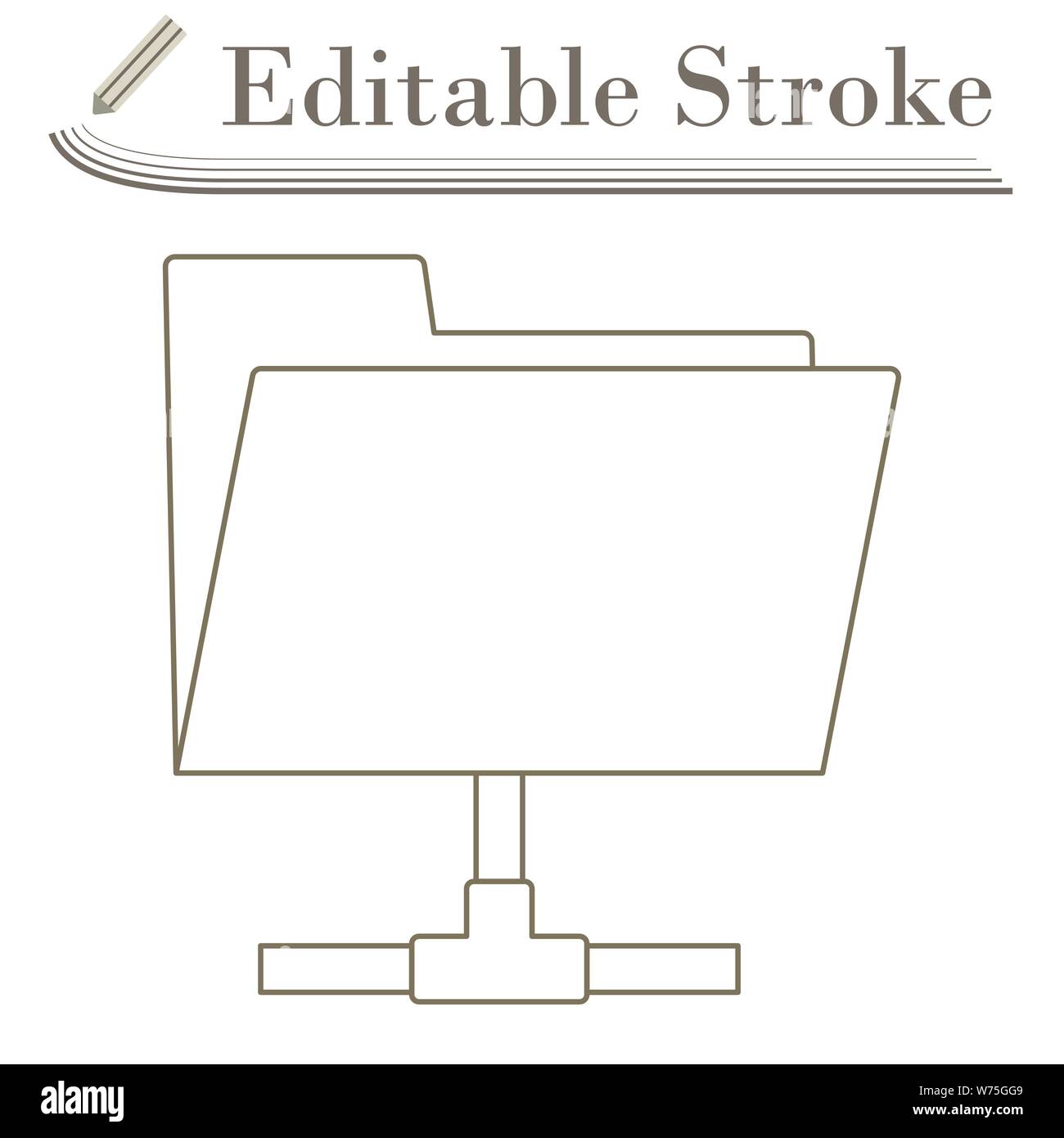 Shared Folder Icon. Editable Stroke Simple Design. Vector Illustration. Stock Vector