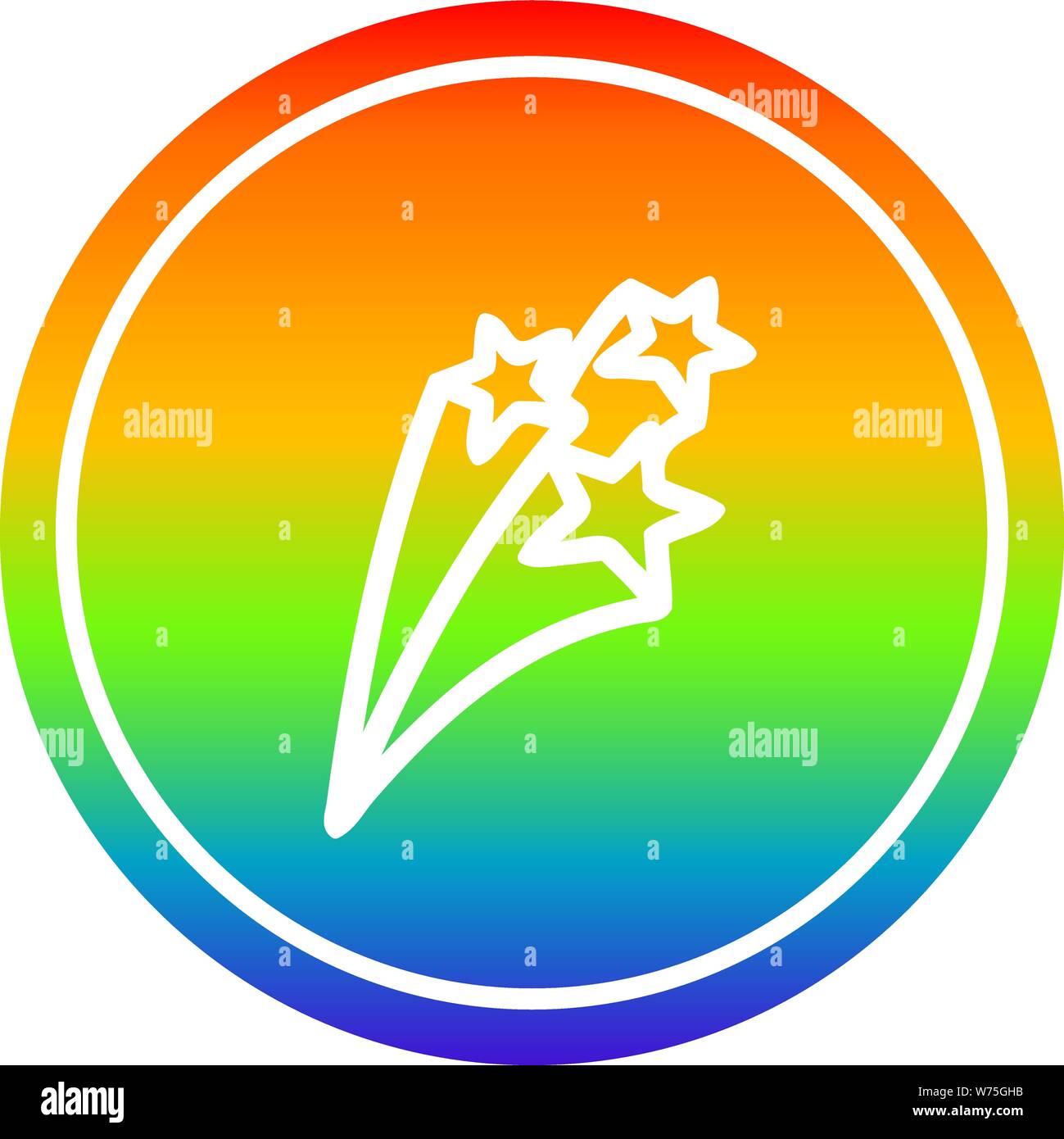 shooting stars circular icon with rainbow gradient finish Stock Vector ...