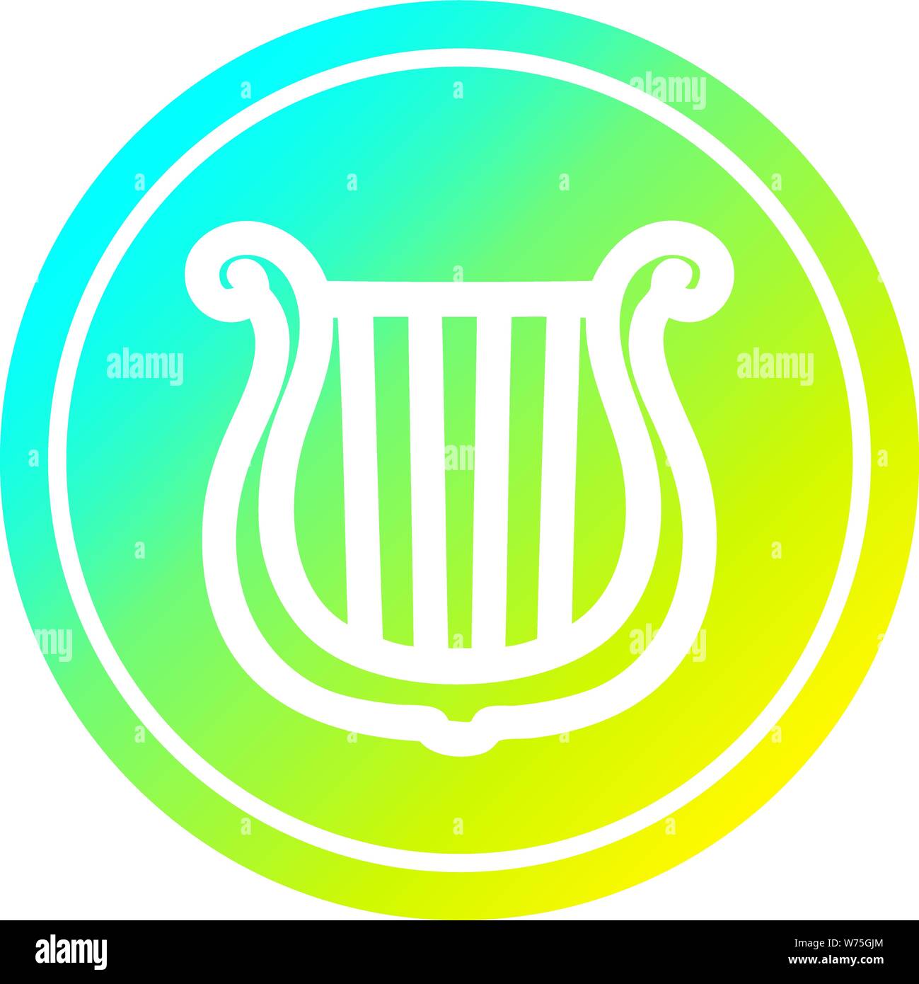 musical instrument harp circular icon with cool gradient finish Stock ...
