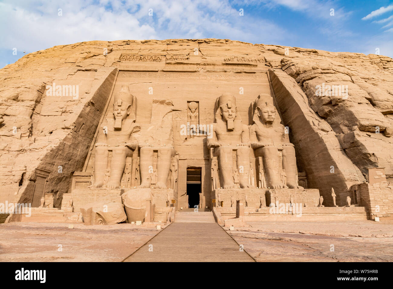 Abu Simbel temple, a magnificent landmark built by pharaoh Ramesses the Great, Egypt Stock Photo