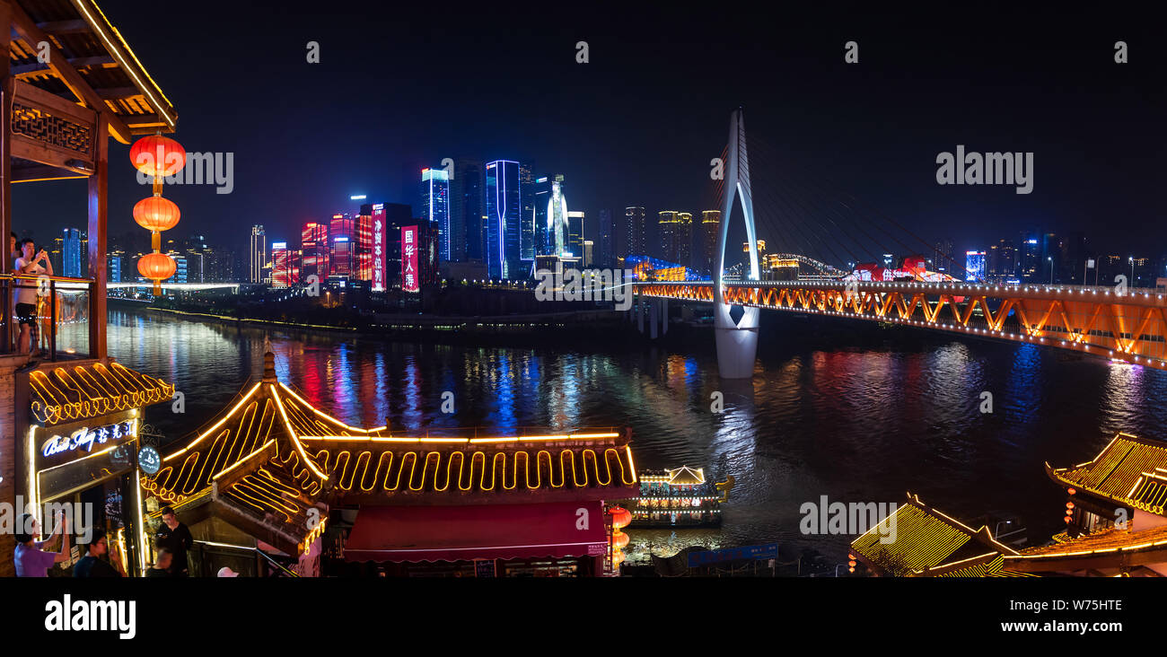 Chongqing, China - July 23, 2019: Urban skyline and skyscrapers of Chongqing municipality in China Stock Photo
