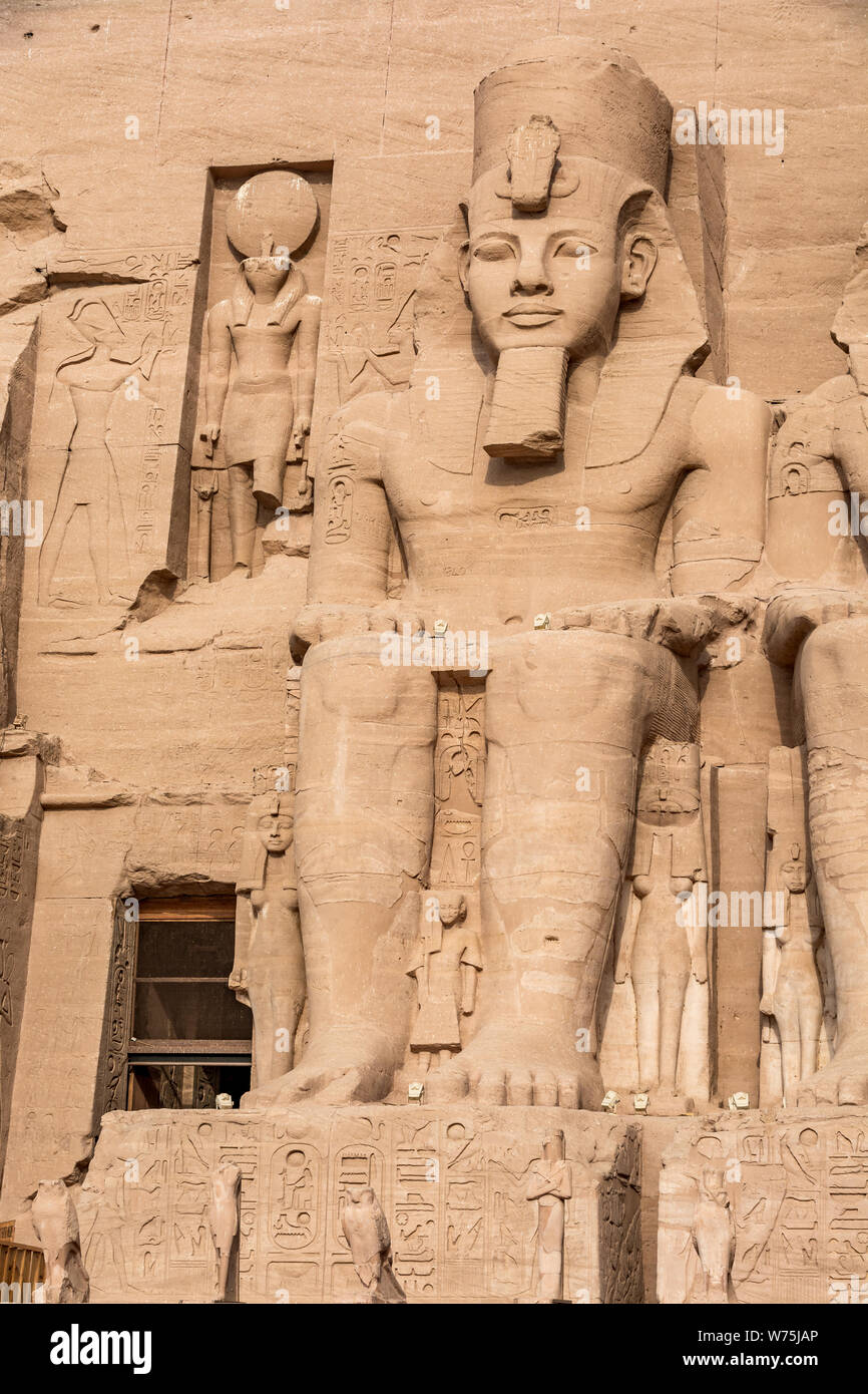 Statue of Ramesses the Great, Abu Simbel temple, Egypt Stock Photo