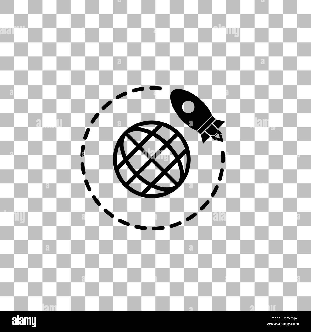 Go to Space. Black flat icon on a transparent background. Pictogram for your project Stock Vector