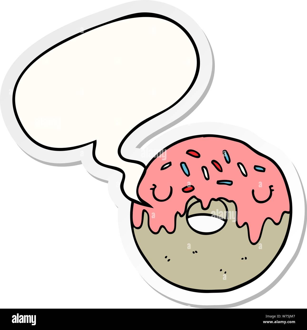 cartoon donut with speech bubble sticker Stock Vector