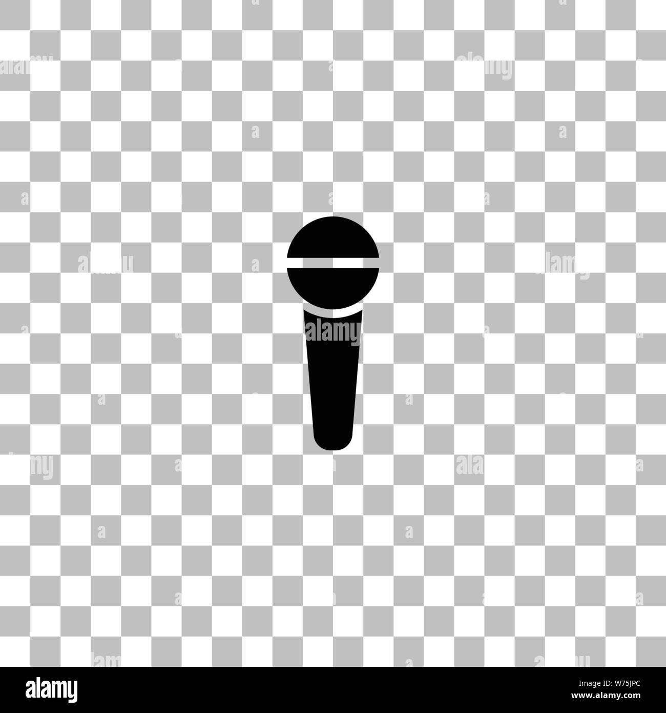 Reporter microphone. Black flat icon on a transparent background. Pictogram for your project Stock Vector