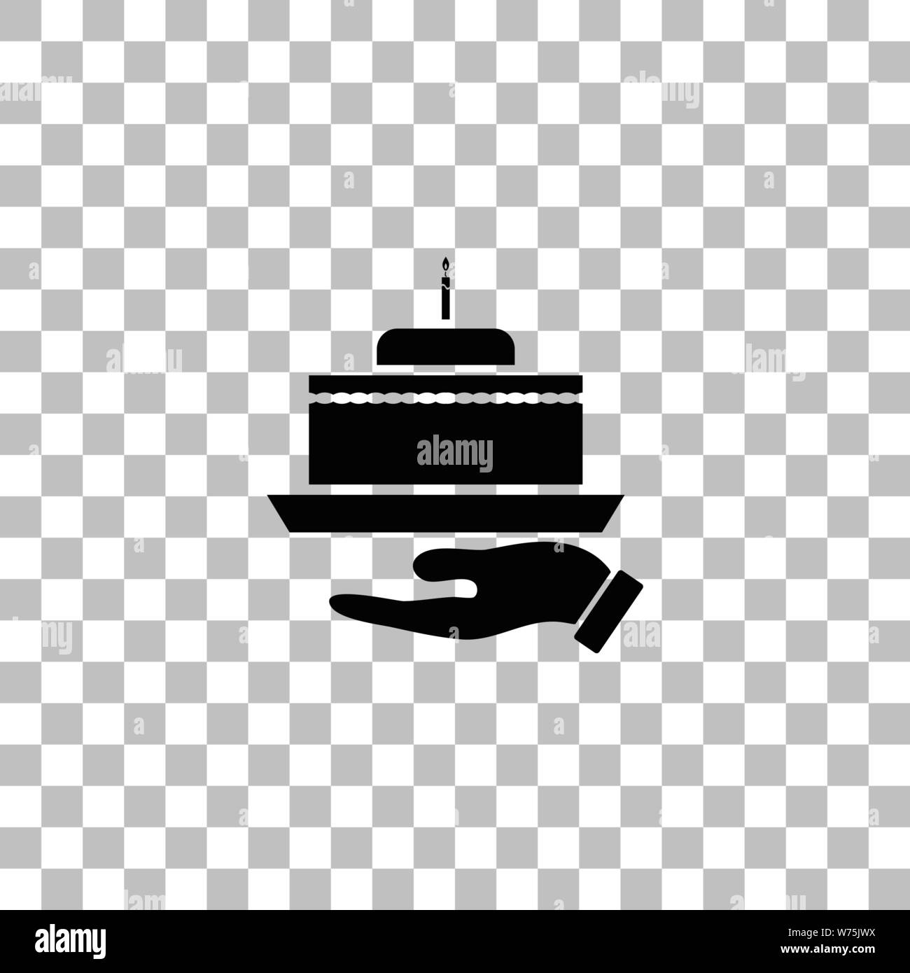 Pie. Black flat icon on a transparent background. Pictogram for your project Stock Vector