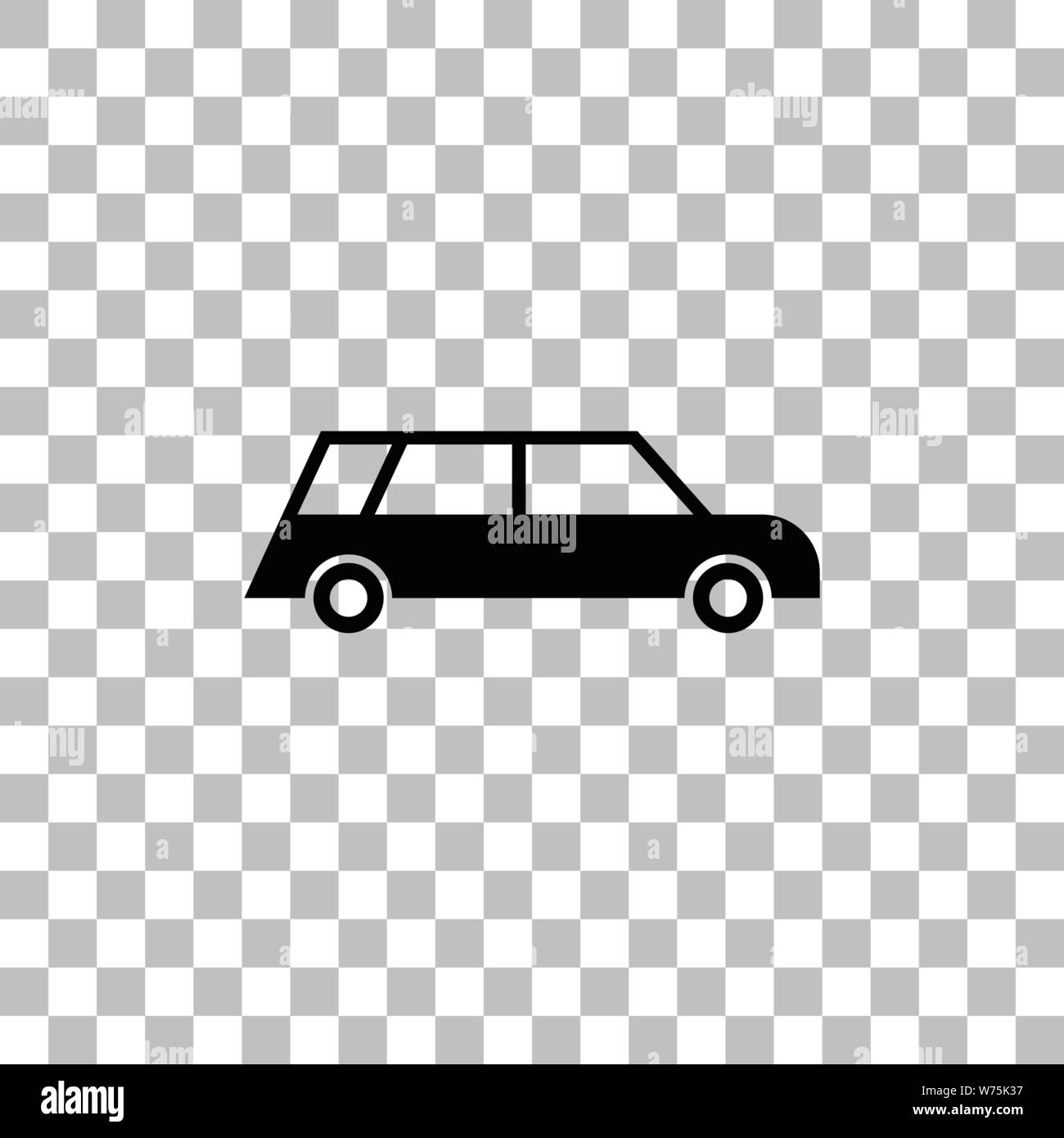 Passenger car. Black flat icon on a transparent background. Pictogram for your project Stock Vector