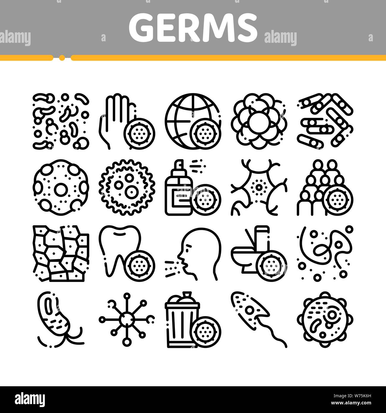 Collection Bacteria Germs Vector Sign Icons Set Stock Vector Image ...