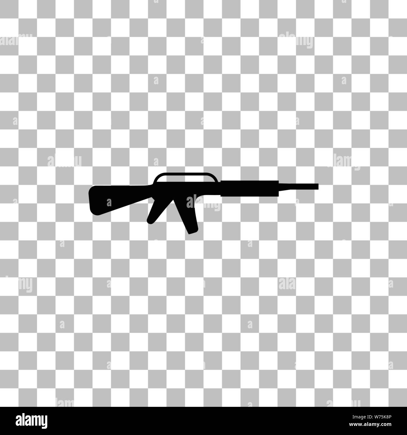 Assault carbine. Black flat icon on a transparent background. Pictogram for your project Stock Vector