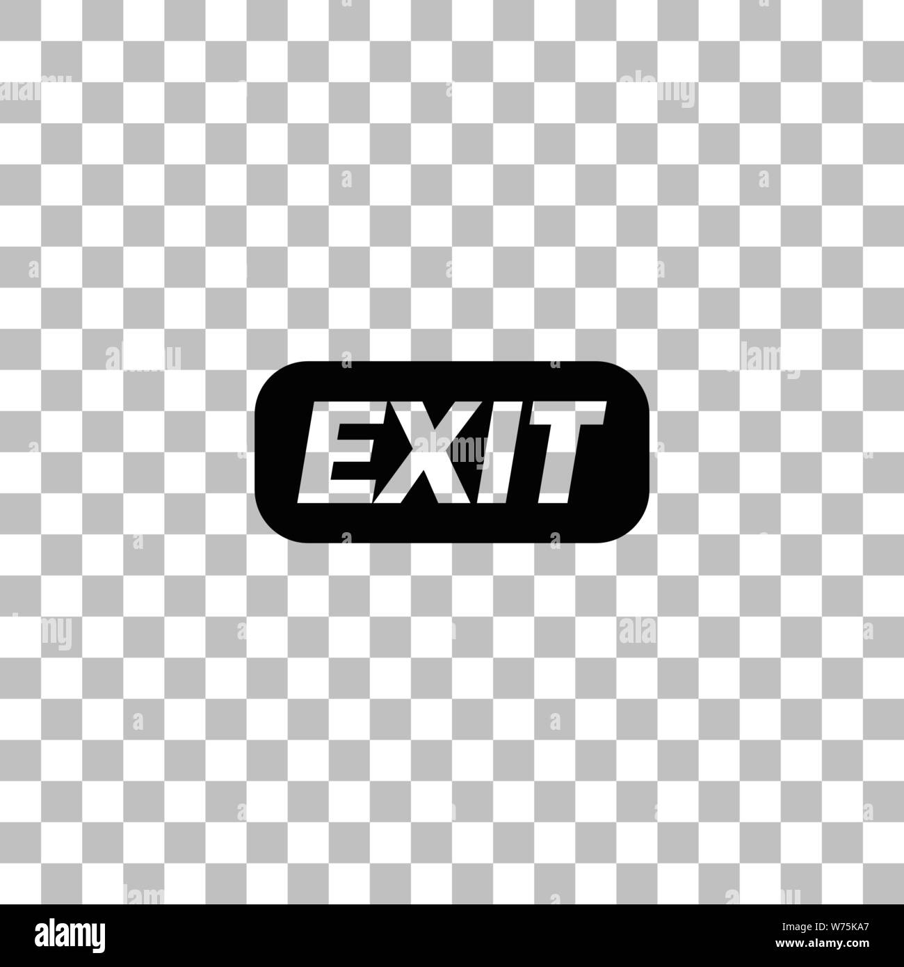Exit. Black flat icon on a transparent background. Pictogram for your project Stock Vector