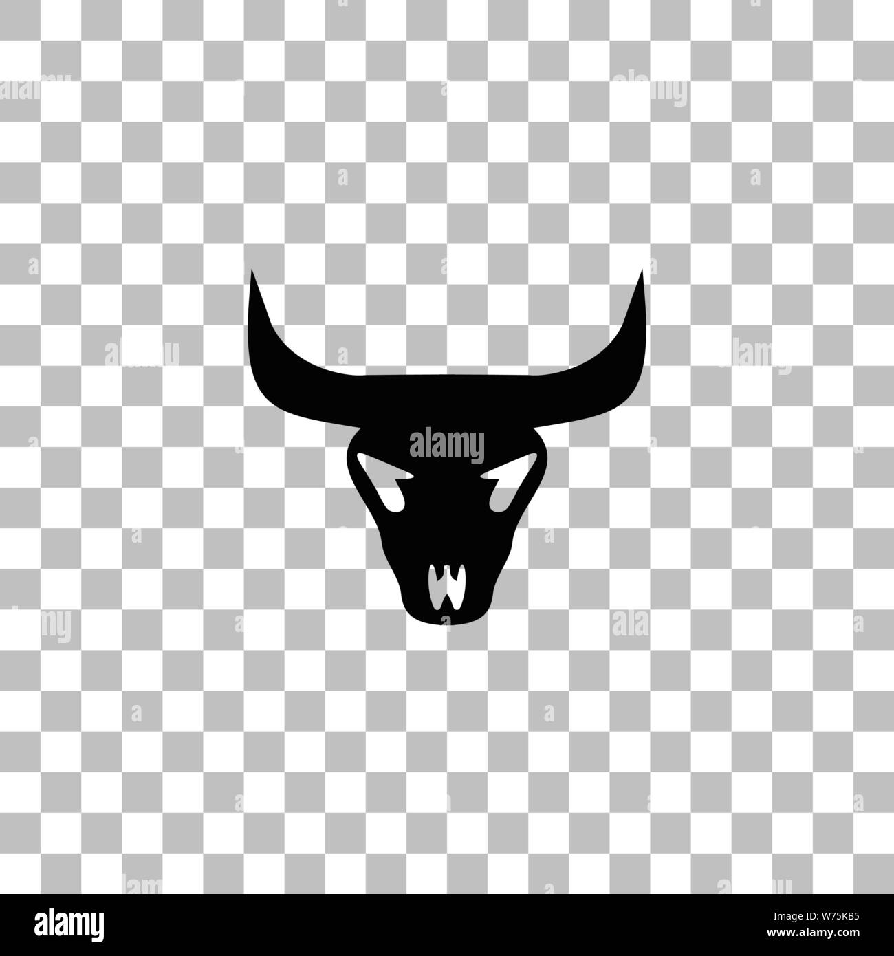Bull skull. Black flat icon on a transparent background. Pictogram for your project Stock Vector
