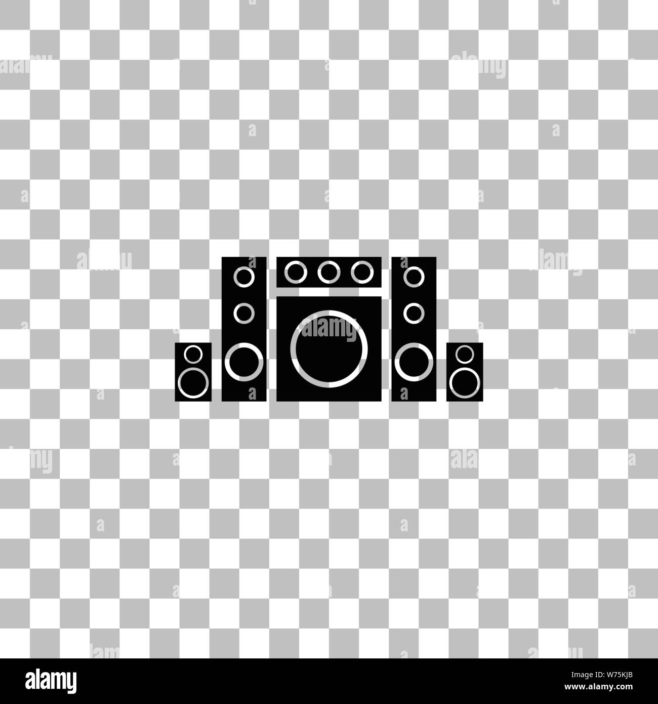 Home theater. Black flat icon on a transparent background. Pictogram for your project Stock Vector