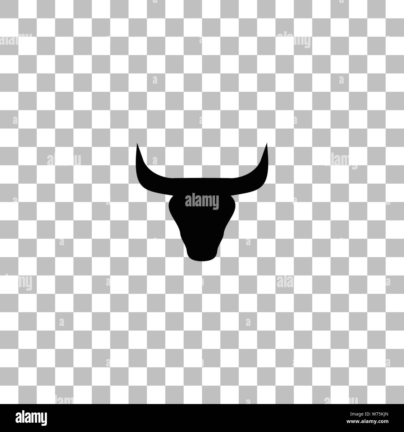 Bull Head. Black flat icon on a transparent background. Pictogram for ...