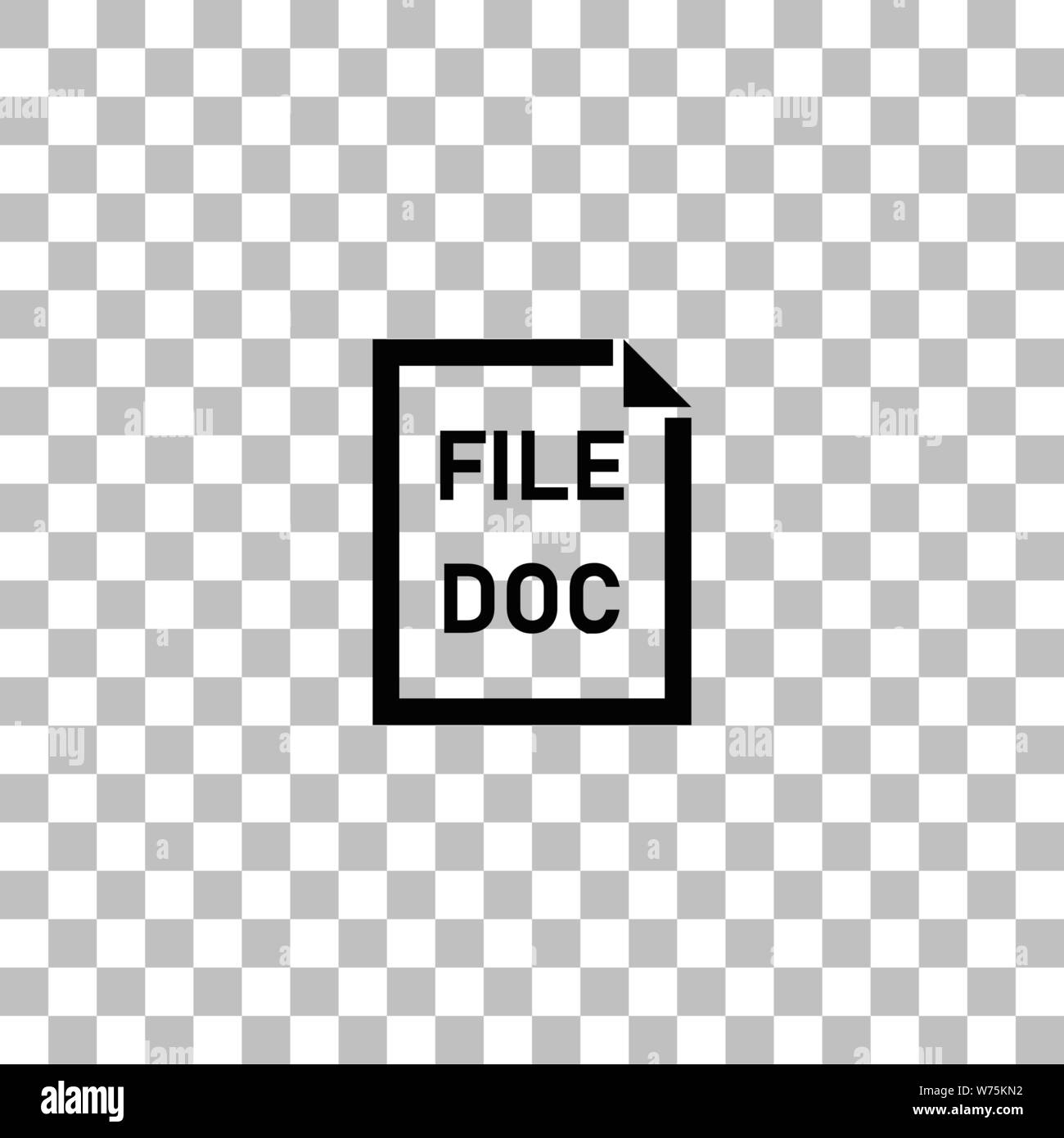 DOC File. Black flat icon on a transparent background. Pictogram for