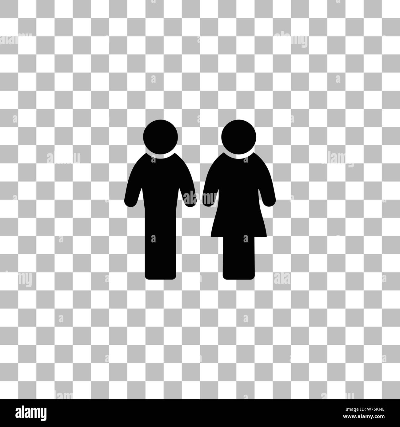 Man and Woman. Black flat icon on a transparent background. Pictogram for your project Stock Vector