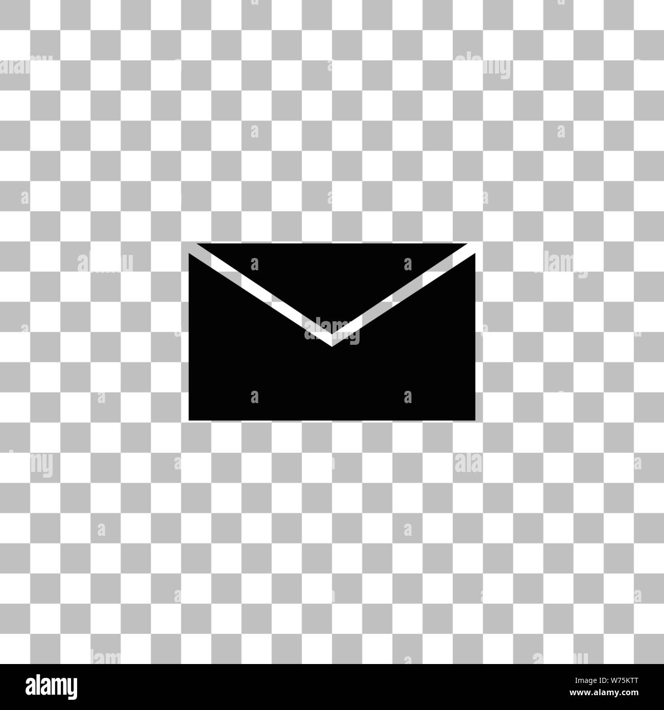 E Mail. Black flat icon on a transparent background. Pictogram for your project Stock Vector