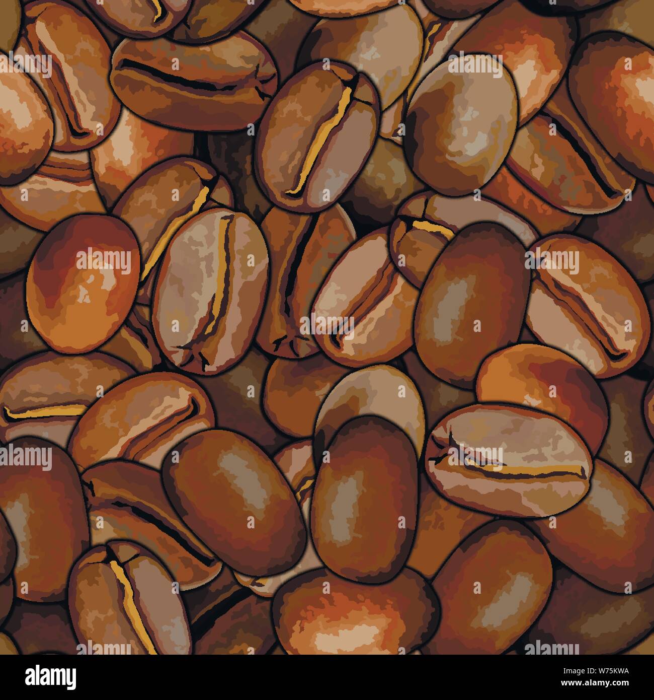 Roasted coffee beans seamless background pattrern illustration Stock ...