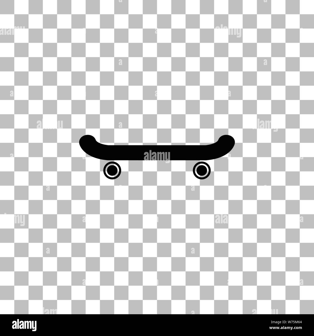 Skateboard. Black flat icon on a transparent background. Pictogram for your project Stock Vector