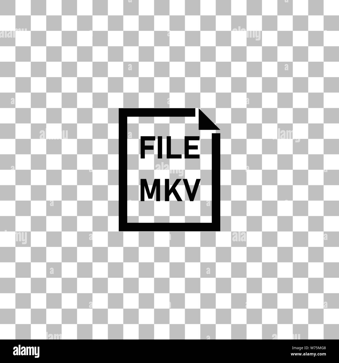 MKV File. Black flat icon on a transparent background. Pictogram for your project Stock Vector