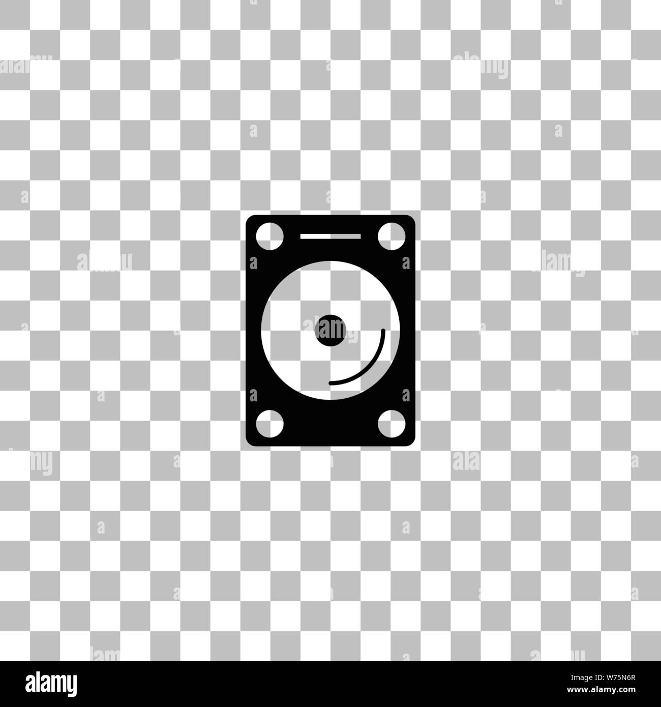Hard drive. Black flat icon on a transparent background. Pictogram for your project Stock Vector